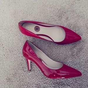 Red patent leather heels